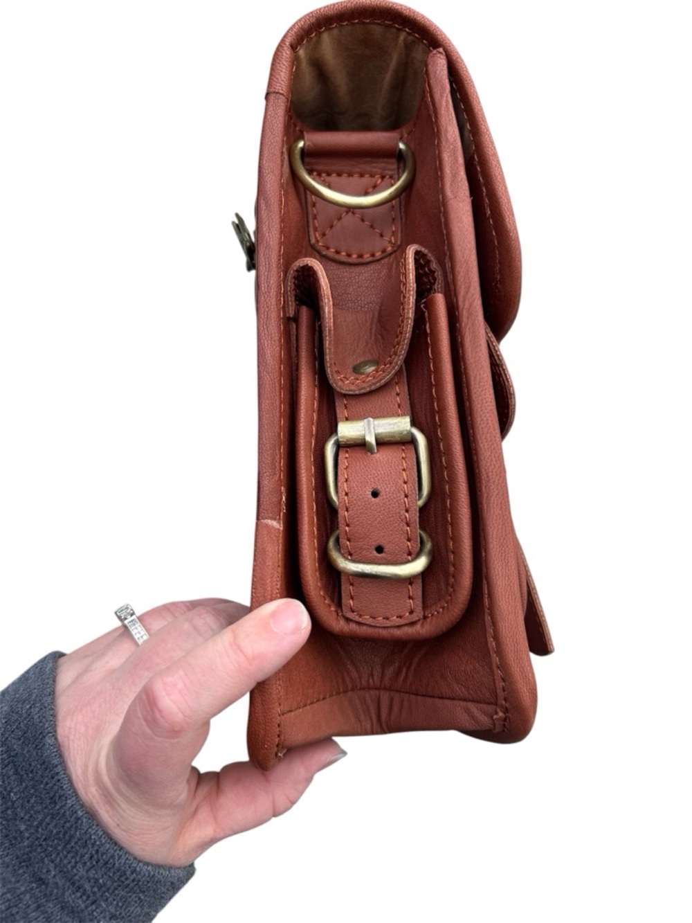 Cuero Genuine Leather Satchel / Briefcase • Brown • No Strap • Read Description - Picture 4 of 7